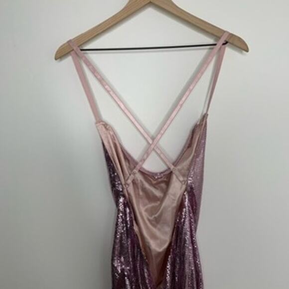 Meshki Glomesh Cowl Mini Dress Blush Pink Diamante Womens New Small - Picture 13 of 16